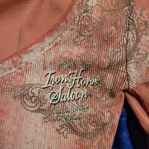 Iron horse saloon long sleeve tshirt M vneck